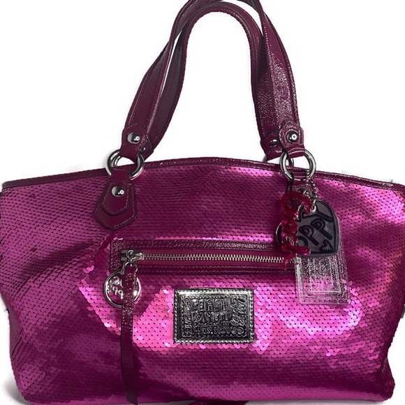 Coach Handbags - Coach Pink Fuchsia Sequin Spotlight Rocker Bag